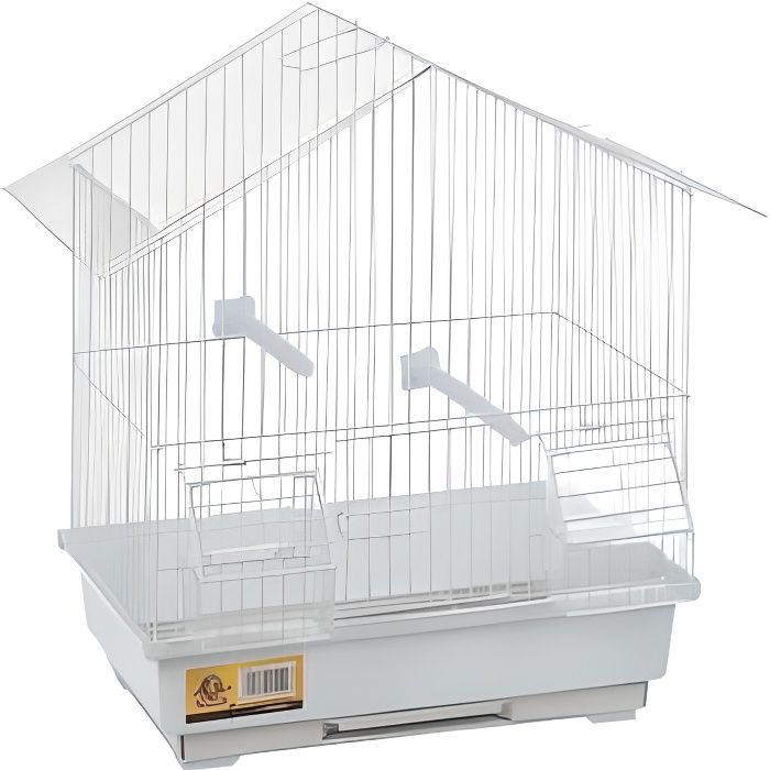 Cage pour oiseaux - LOMBOK - Cage pliante - Métallique blanche - Dimensions 30x22,5x38 cm - Pour canaris