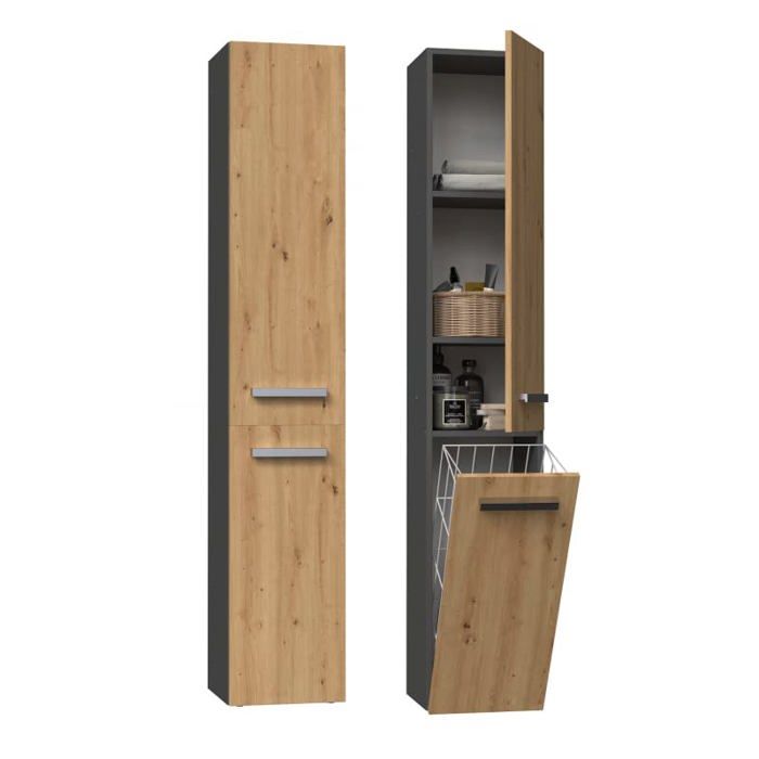 Meuble de salle de bain Anthracite / Chêne Artisan 30 x 174 x 30