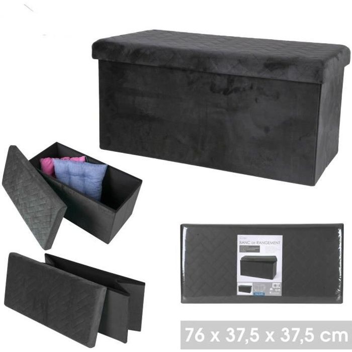 BANC VELOUR COFFRE DE RANGEMENT POUF BANQUETTE PLIANT BOUT DE LIT FAUTEUIL PIABLE SALON ENTREE