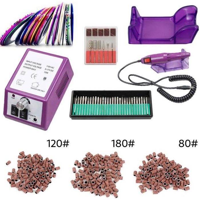 VOILET Kit Ponceuse à Ongles Polissoir Electrique 20000RPM Forme trapèze Professionel pour Ongle Pied Manucure Pédicure Femme homme
