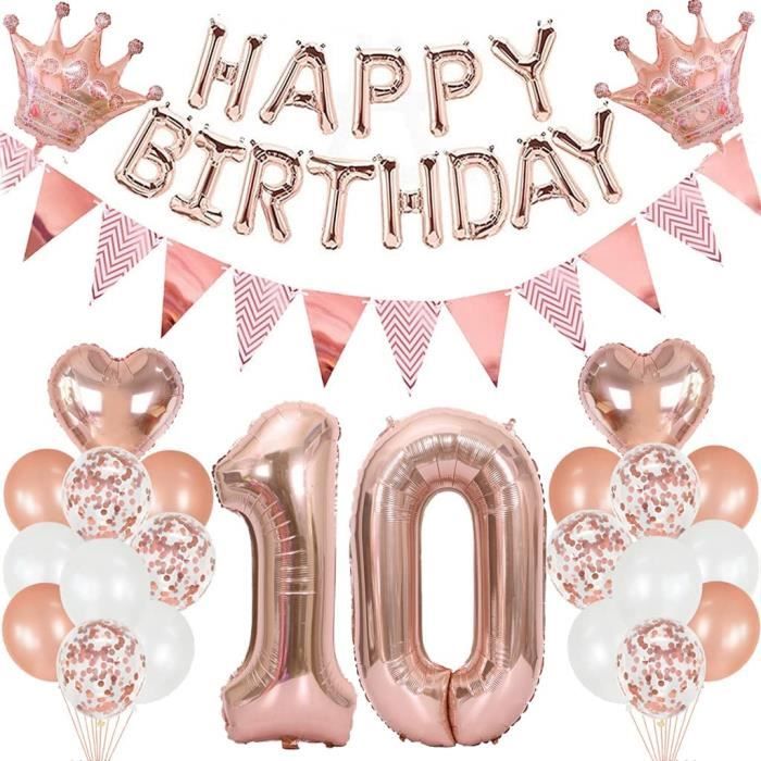 10 Anniversaire Fille Ballondecoration Anniversaire Fille 10 Ans Fillesguirlande Happy Birthday Ballonsgeants Ballon Chiffre 10 867 Cdiscount Maison