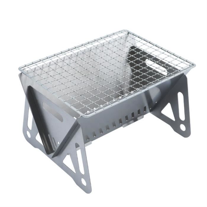 BESPORTBLE Gril Barbecue Camping Poêle à Charbon En Fonte Avec Plateau Bois