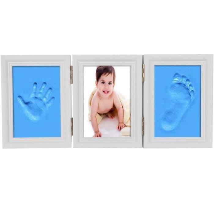 Kit Moulage Empreinte Bébé + Cadre Photo Bois - Souvenir Éternel Main Ou Pied - Idéal Cadeau Naissance Ou Baptême