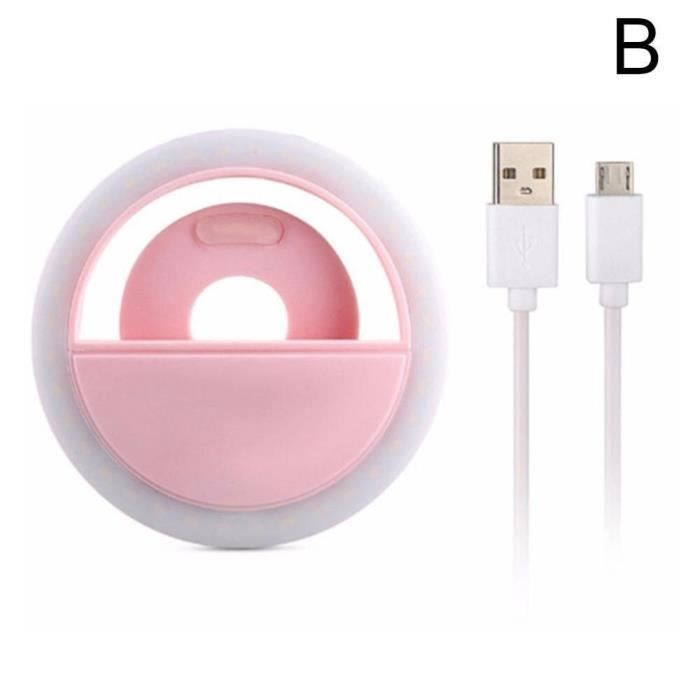 Flash photo Mini anneau lumineux LED pour téléphone Portable lampe pour Selfie 3 niveaux déclairage Clip - Type Rose