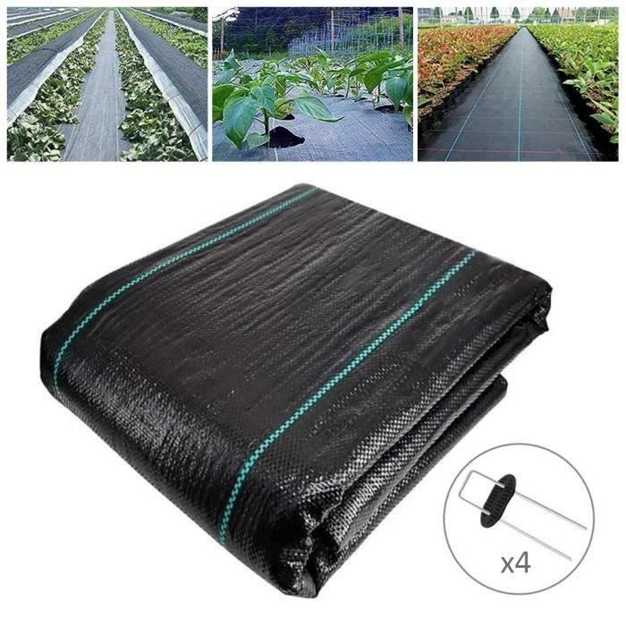 Bâche De Sol De Jardin Biniveil - Noir, Avec Clous Pour Allée, Gazon, Parterres | Tissu Anti-mauvaises Herbes