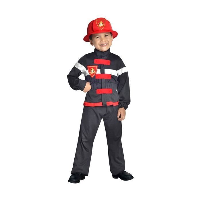 Déguisement de pompier noir CESAR F566-008 pour enfant de 5 à 7 ans en polyester