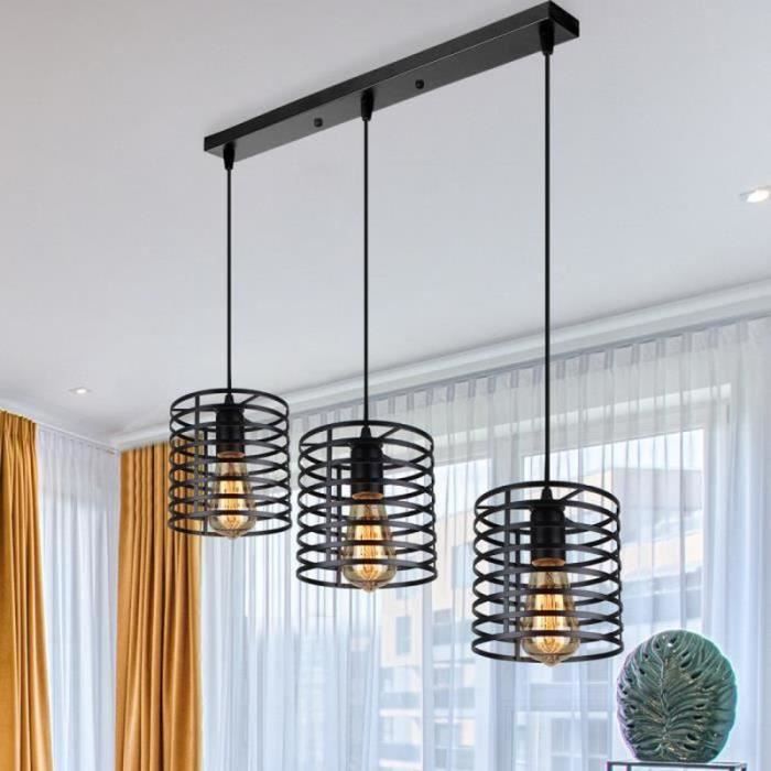 Axhup Lustre à trois têtes de style cylindrique américain rétro salle à ...