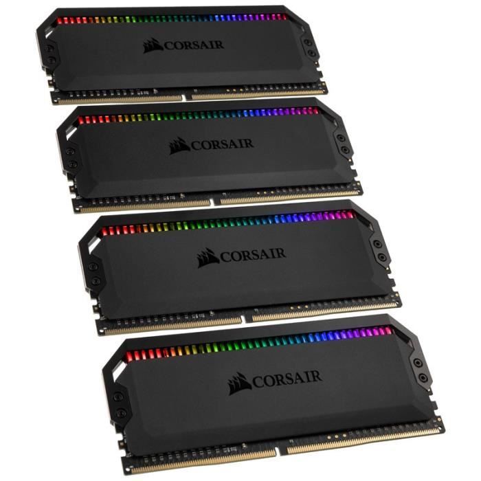 Vente Memoire PC CORSAIR Mémoire PC DDR4, 3000MHz 64GB 4x16GB Dimm XMP 2.0, DOMINATOR PLATINUM RGB Black Heatspreaders, RGB LED, 1.35V pas cher