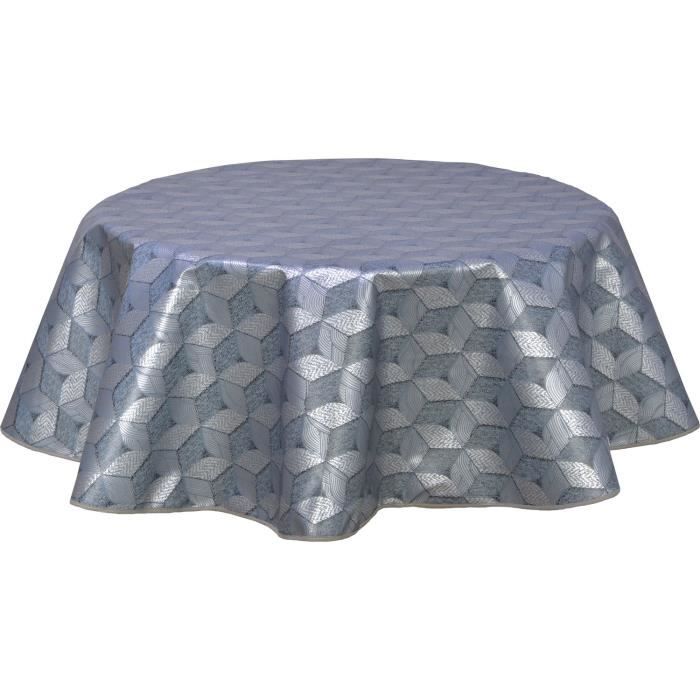 CPM - Nappe ronde en toile cirée design Kad - Diam. 150 cm - Gris ...