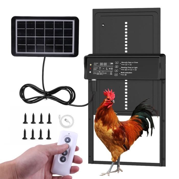 Comparer les prix de Porte Automatique Poulailler Solaire avec Minuterie Anti-pincement,Écran LCD Étanche