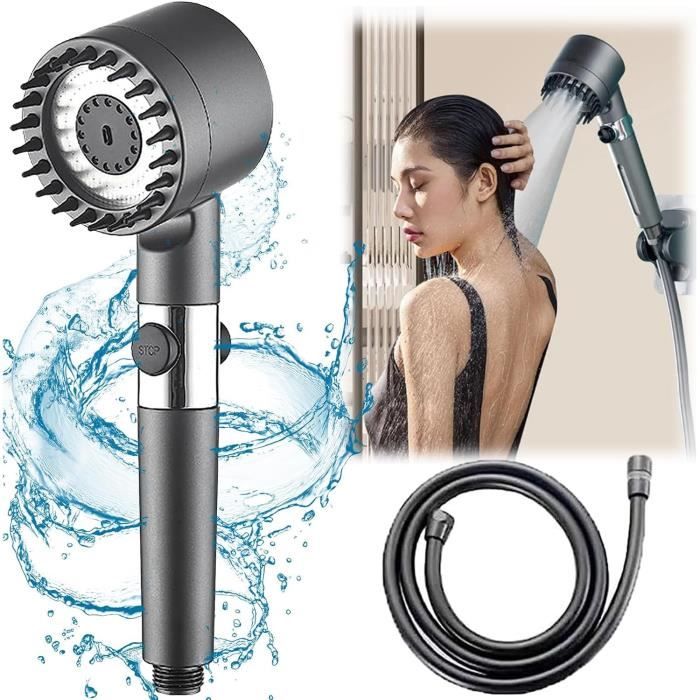 Pommeau De Douche Haute Pression 4 Modes - Économiseur D'eau, Avec Filtre Et Bouton Stop - Pour Un Confort Et Un Massage Optimal Sous La Douche - 6