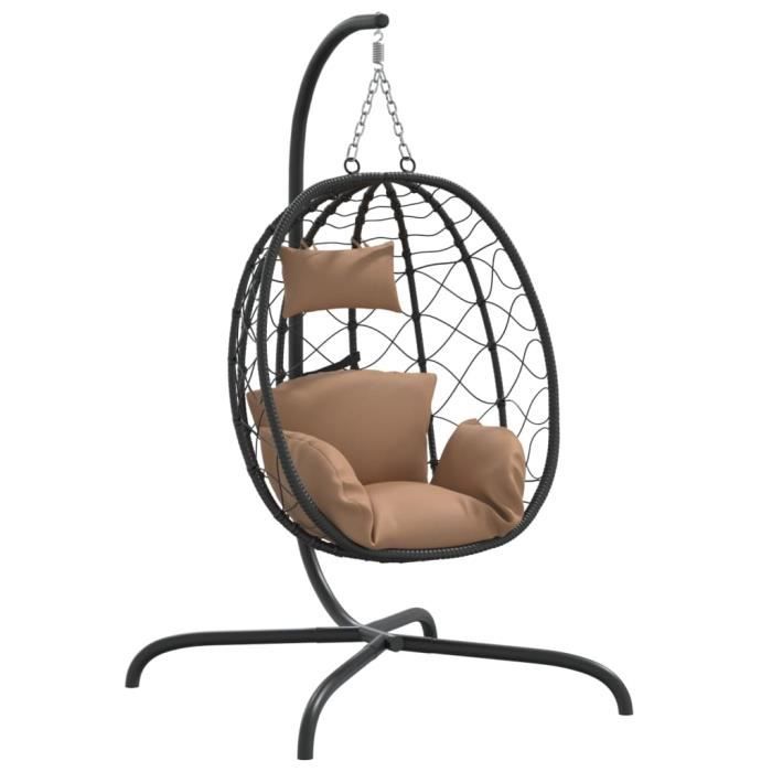 FAR-Chaise suspendue en forme d'œuf avec coussin taupe-EJL7290578799427