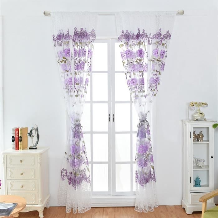 Panneaux De Fenêtre Personnalisés 3 Pièces Avec Cantonnnière – Schumacher Floral Prune