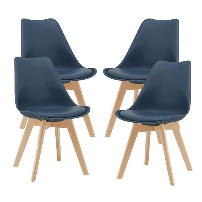 Lot de 4 chaises de salle à manger Fläten similicuir bleu [en.casa]