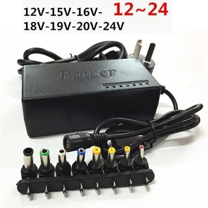 Notebook Power Adapter 96 Watts - Chargeur Universel Pour Ordinateur  Portable avec 8 Connecteurs IB00131 - Sodishop