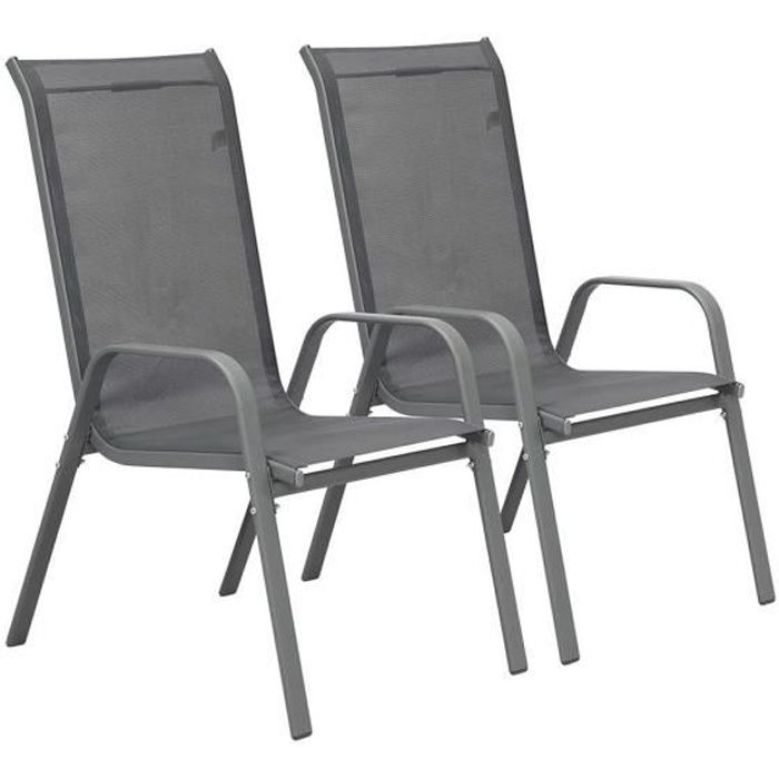 fauteuil jardin en textilène "cordoba" - phoenix - gris foncé/argenté - lot de 2