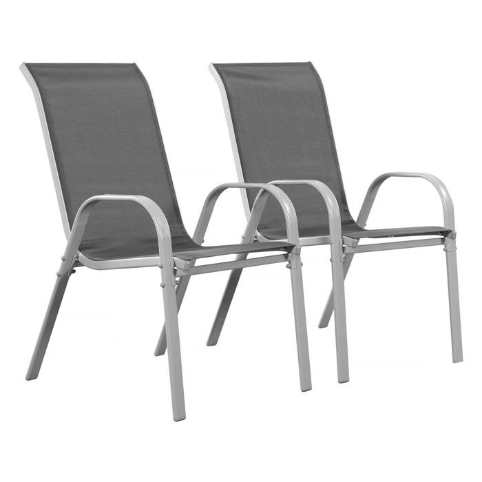 Fauteuil jardin Textilène Cordoba - Phoenix - Gris foncé - Lot de 2