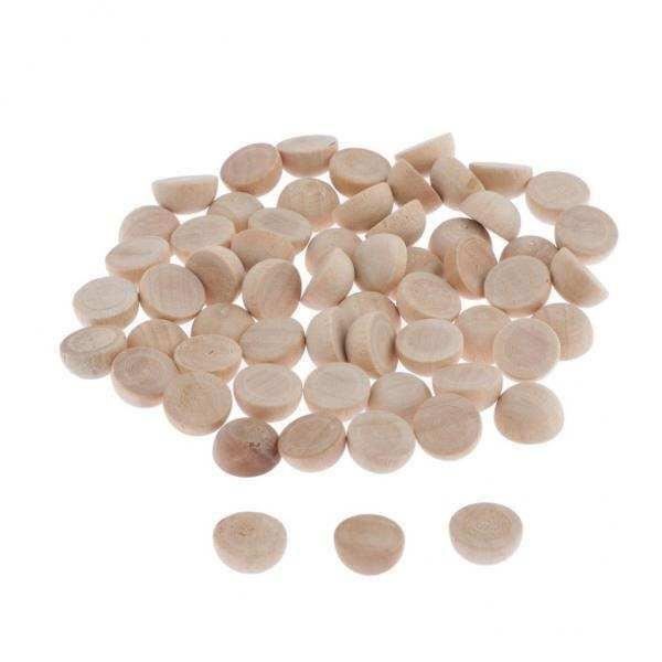 50 Demi-perles En Bois à Peindre - Diamètre 30mm - Jaune Clair - Pour Décorations Noël, Bricolage, DIY