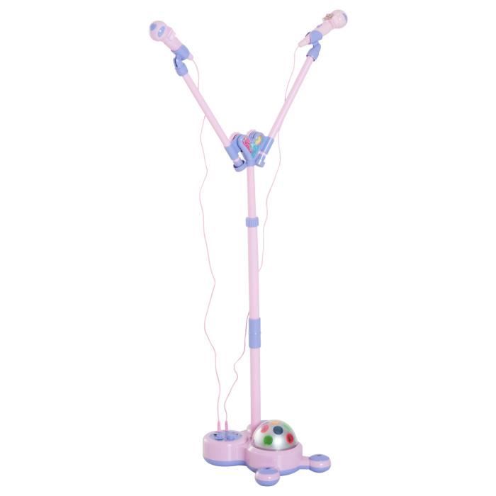 DUS Réglable Micro sur Pied Micro Karaoké Enfant pour Chanter avec Lumière 