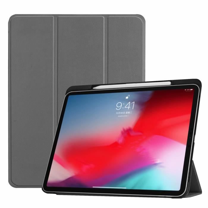 Coque pour iPad Pro 11 Tablette 2018, avec Fente Stylo [Soutenir Smart  Charge de Apple Pencil] Étui Housse Protection -Gris