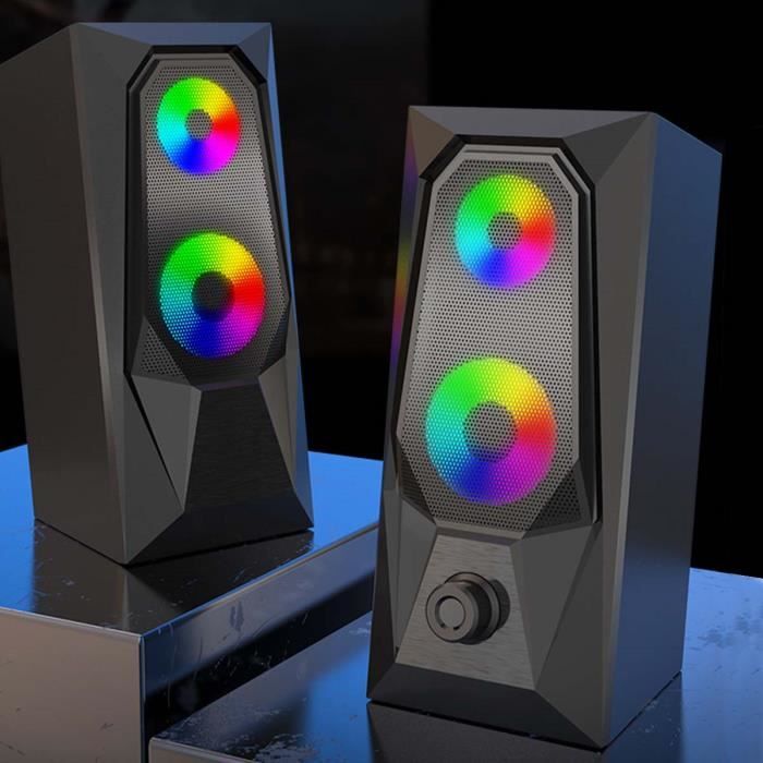 Jedel Enceinte filaire USB pour pc et tv avec lumière LED Gamer  haut-parleurs barre speaker à prix pas cher