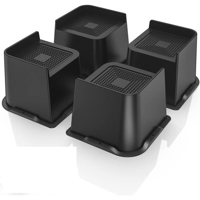 4Pcs Pied de Lit Pieds de Meuble Trapézoïdal Pied Réglables pour Lit Table et Canapé Noir