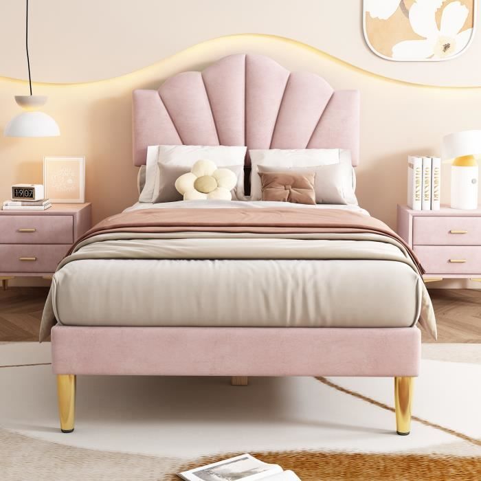 ModernLuxe Lit d'enfant Lit Simple ou Double Cadre de lit en Bois avec sommier à Lattes et tête de lit Lit en Bois Massif Laqué Blanc Lit d'invité Lit de Jeunesse (Blanc