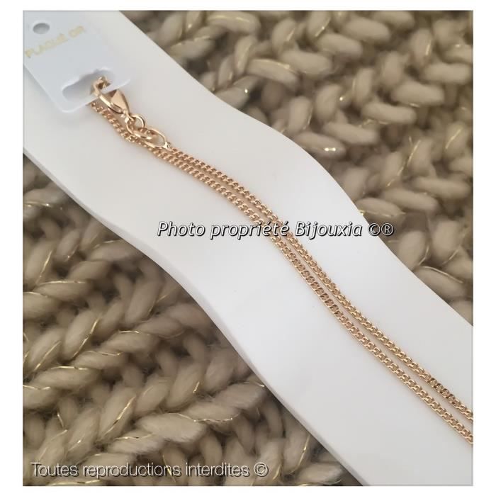 Chaîne Maille Gourmette Plaqué Or 18 carats - BIJOUXIA - Longueurs Au choix