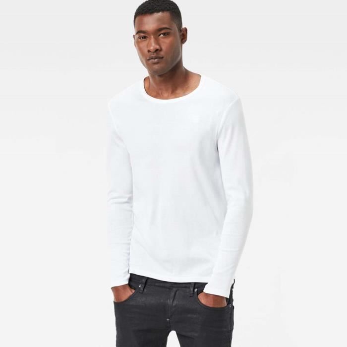 Vêtements homme T-shirts à manches longues G-star Base Ribbed Neck Tee L-s 1-pack Premium 1 By 1