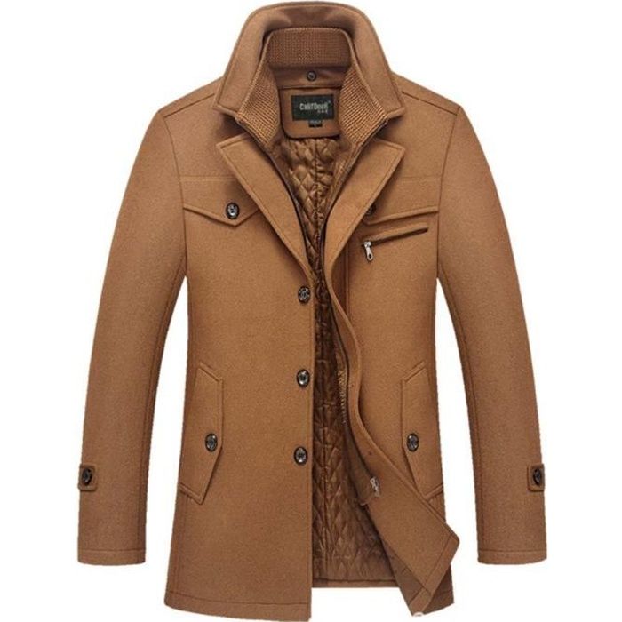 Manteau Hiver Homme en Laine Epais Casual Veste Col Montant Vetement Elegant Camel Marron Homme Adulte Camel Cdiscount Pret a Porter