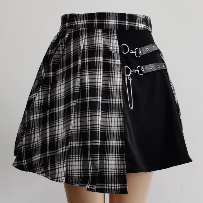 Jupe,Harajuku Streetwear boutons côté ouvert jupe femmes Sexy courte Mini jupes Harajuku jupe