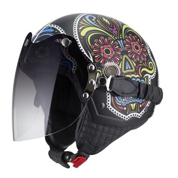 Visiere Casque Casque Moto Scooter Demi Jet Visiere Ouvert Approuvé ECE 22 06 Noir Matt Xs Casque Visiere