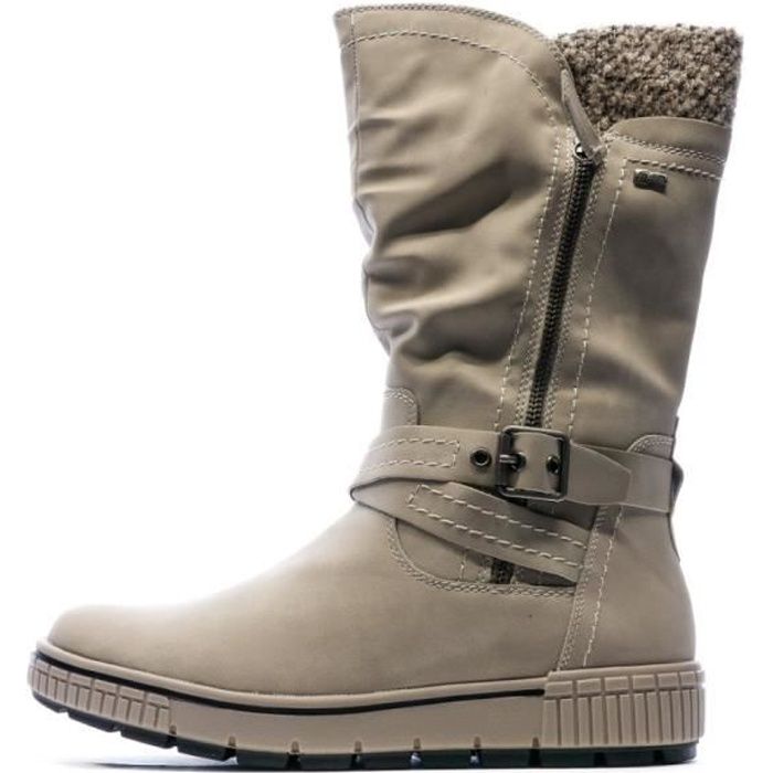 bottes femme gris clair relife jolibot - sangles et zip fantaisie - intérieur molletonné