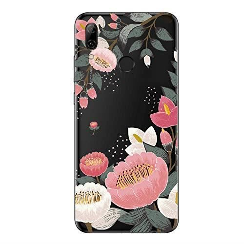 Coque Huawei P SMART 2019 Gel TPU Souple Transparente Grosse fleur