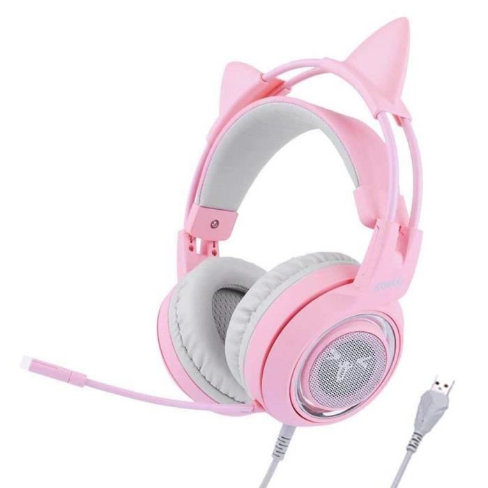 Okcsc G951 Casque De Jeu Pour Chat Sur Oreille Rose 7 1 Son Surround Avec Prise Usb Pour Pc Ordinateur Multifonction Ps4 Casque Ecouteurs Avis Et Prix Pas Cher Cdiscount