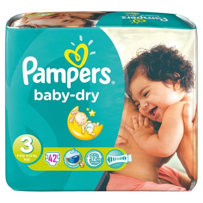 PAMPERS Couches Bébé Baby Dry Taille 3 x42 Cdiscount Puériculture & Eveil bébé
