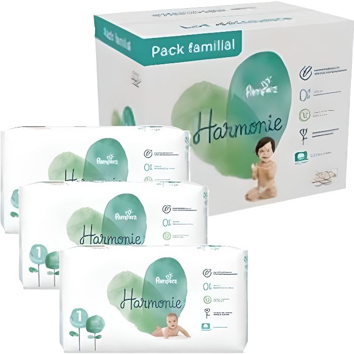 Pampers Taille 1 136 couches bébé harmonie Cdiscount Puériculture