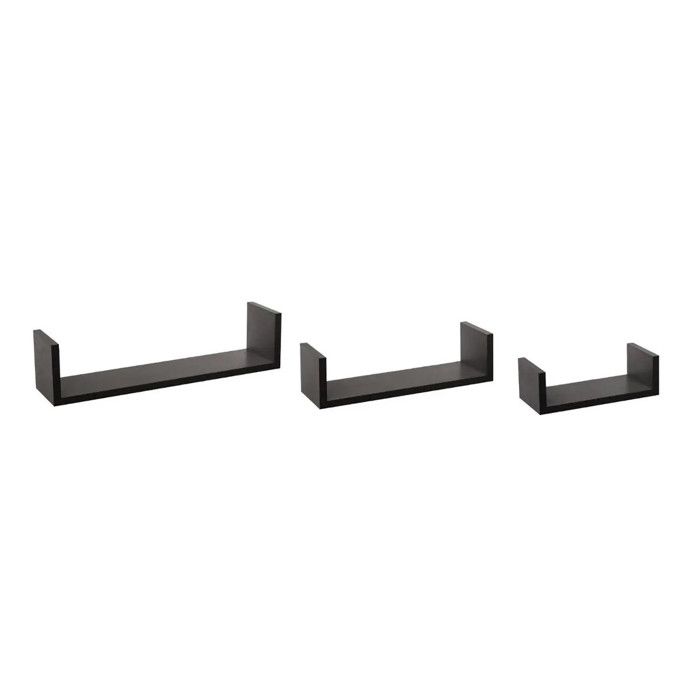 Lot de 3 Étagères Murales Bord 42cm Noir Lot de 3 Étagères Murales Bord 42cm Noir