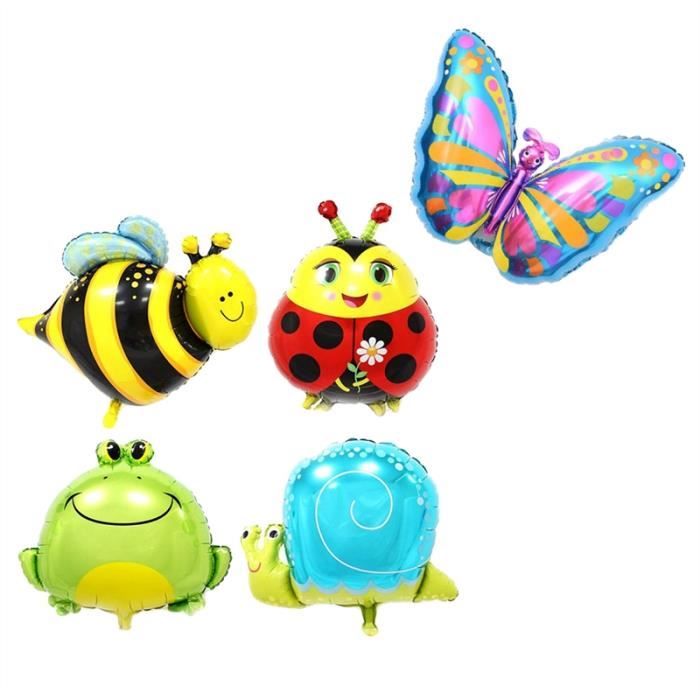 5pcs Ballon Animal Dessin Anime Ballon Pour Fete D Anniversaire Bebe Douche Grenouille Escargot Papillon Coccinelle Cdiscount Maison