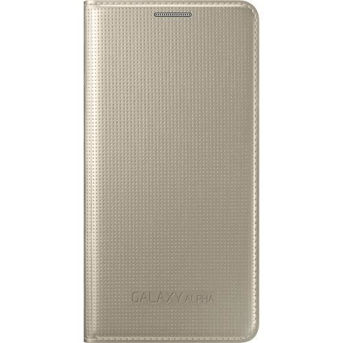 Étui Folio Samsung Galaxy Alpha Gold - Protection intégrale - Souple - Classique