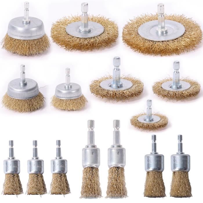 Brosses Métalliques,Brosse Métallique Perceuse 20Pcs 22Mm Fil D'Acier Roue Set Brosse For Polir