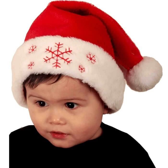 Bonnet Noël pour bébé rouge et blanc avec broderie flocon de neige (x1)  REF/NEUH442 - Cdiscount Maison
