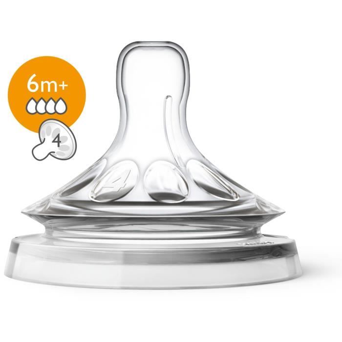 PHILIPS AVENT SCF044/27 Lot de 2 tétines Natural - 6 mois et plus - Débit rapide