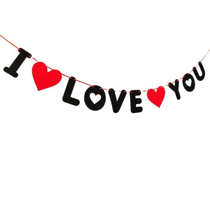 I Love You Drapeau De Mariage En Non Tisse Banderole Guirlananions Banniere Banderole Decor Pour Fete De Mariage Anniversaire Cd9930 Cdiscount Maison