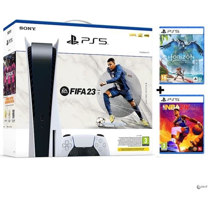 Pack Console PlayStation 5 FIFA 23 + NBA 2K23 PS5 + Horizon Forbidden
