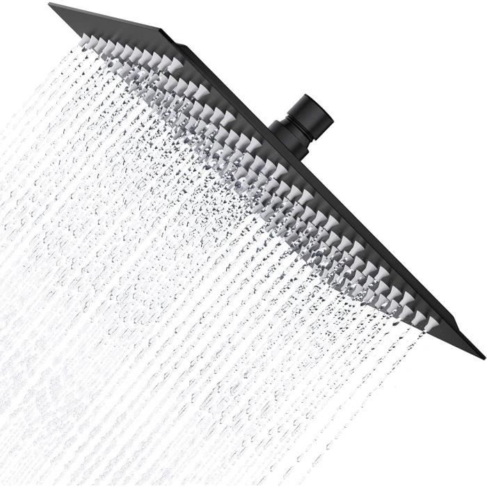 Pommeau De Douche Pluie 16 Pouces En Acier Inoxydable - Haute Pression, Buses Silicone - Rotatif 360° - Finition Miroir