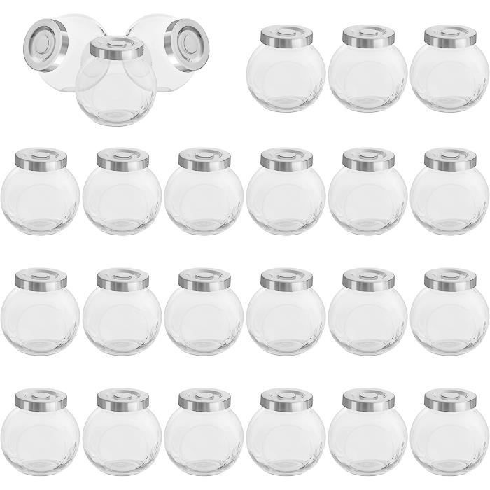 BELLE VOUS Lot 24 Mini Bocaux Verre 50ml Avec Couvercles – Parfaits Pour Épices, Herbes, Confiture, Miel & Cadeaux DIY