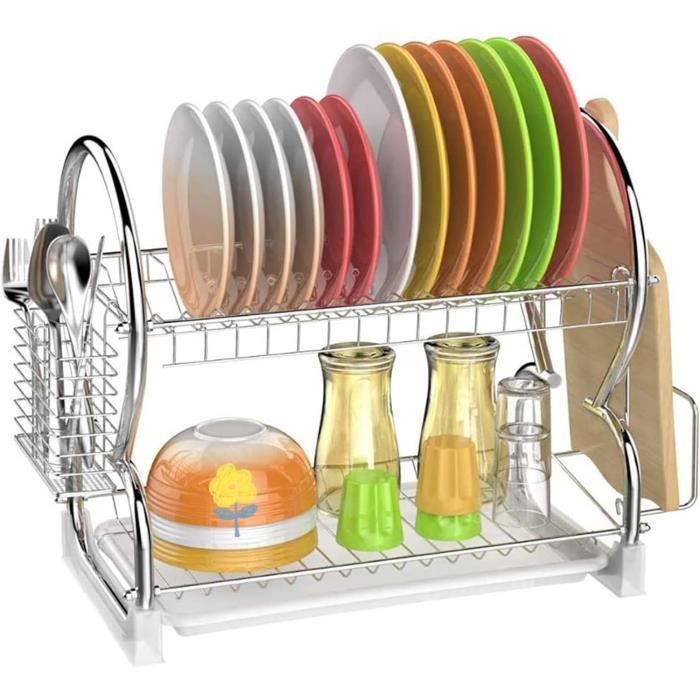 Égouttoir À Vaisselle Noir Grande Capacité Avec Égouttoirs Ensemble De Porte-Ustensiles Durable