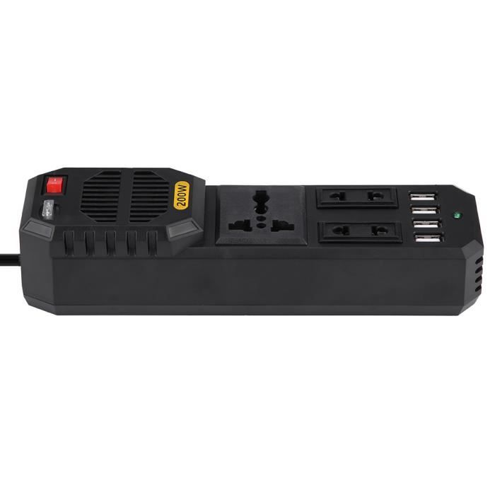 Le noir - Onduleur de voiture 300W, 12V DC à 220V AC, convertisseur de