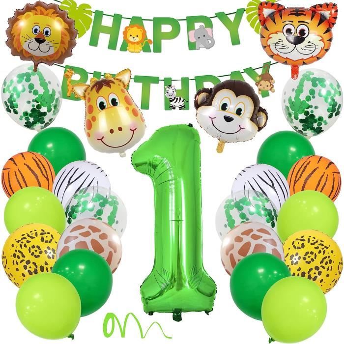 5 ans Déco Anniversaire Jungle, 5 ans Forest Animaux Ballon, Décoration D' anniversaire, Thème Animal Fête d'anniversaire Décorations, Fête Décoration  pour Enfants Filles Garçons